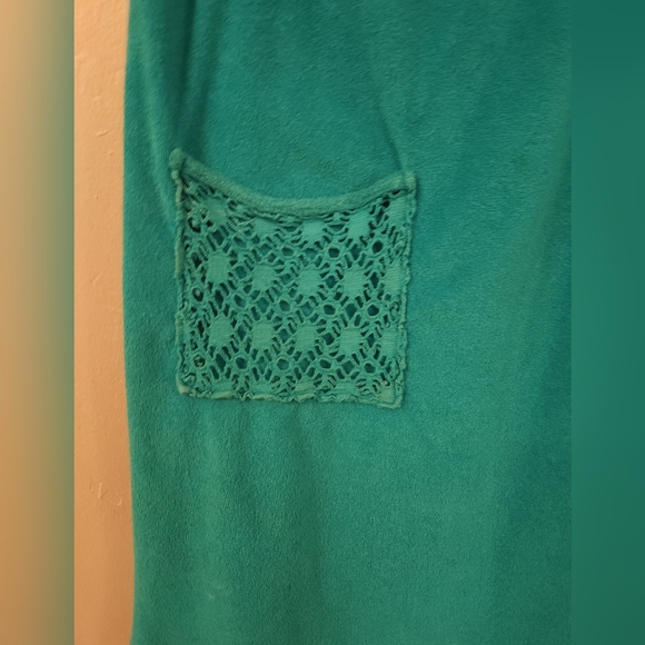 Vintage 1980s Hampton House Open Crochet Knit Terry Cloth Dress - Picture 8 of 12